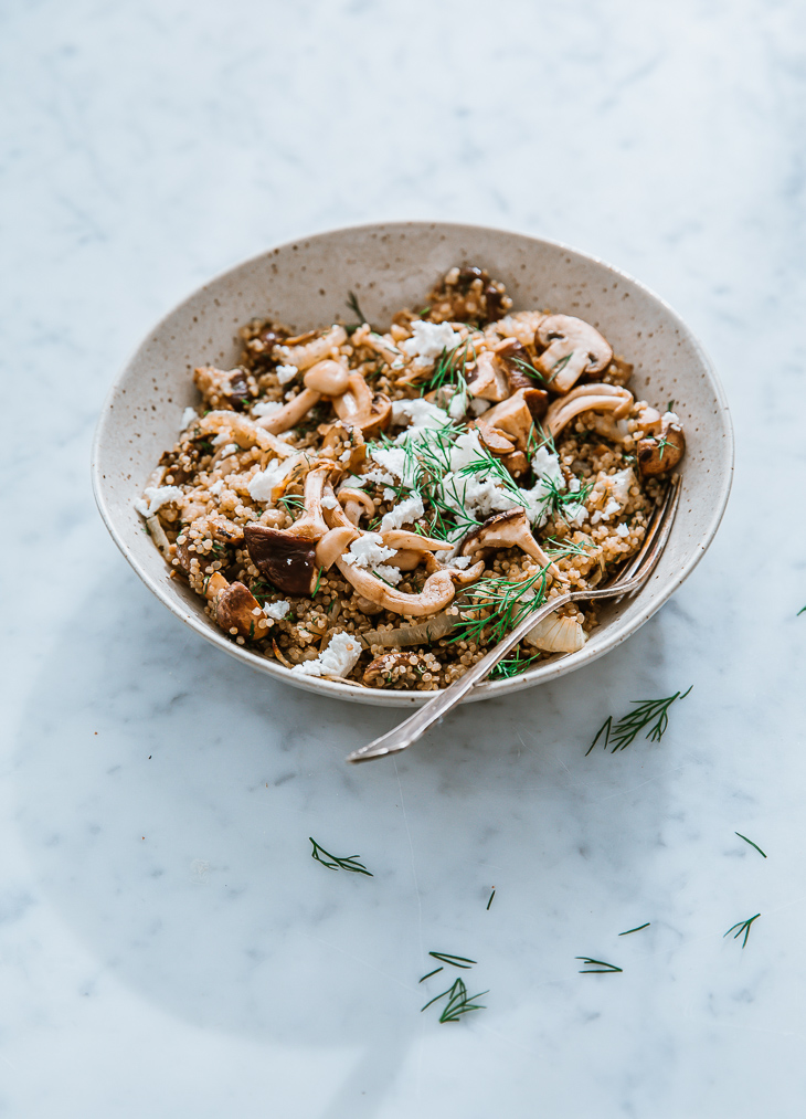 Bulgur of quinoa met paddenstoelen & feta van Ottolenghi