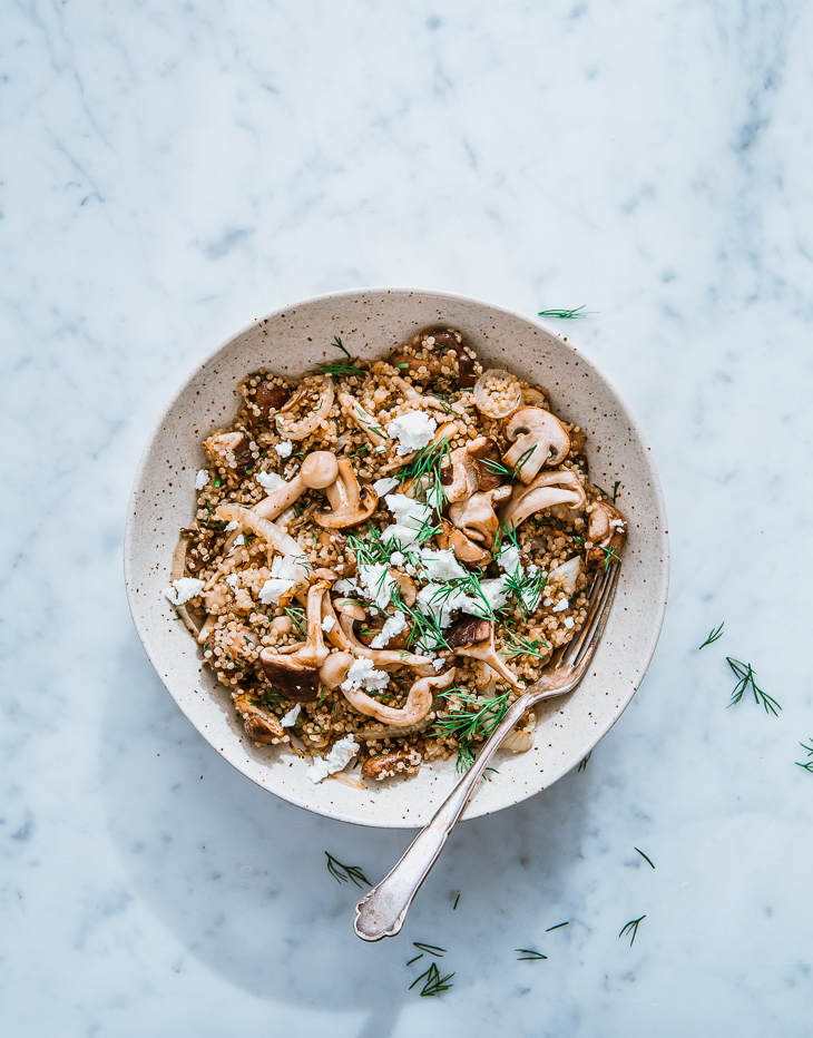 Bulgur of quinoa met paddenstoelen & feta van Ottolenghi