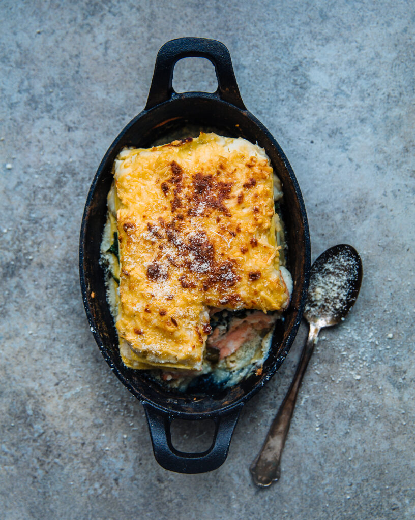 Zalmlasagne met bloemkool-bechamel